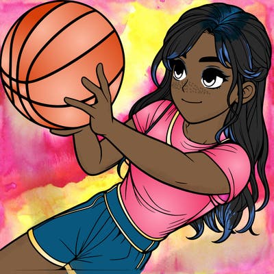 realistic girl playing basketball