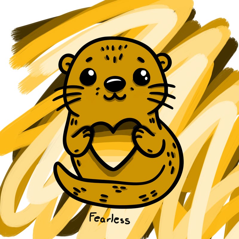 otter with a heart