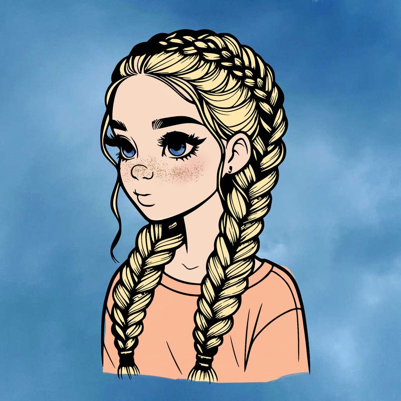 realistic girl with braids