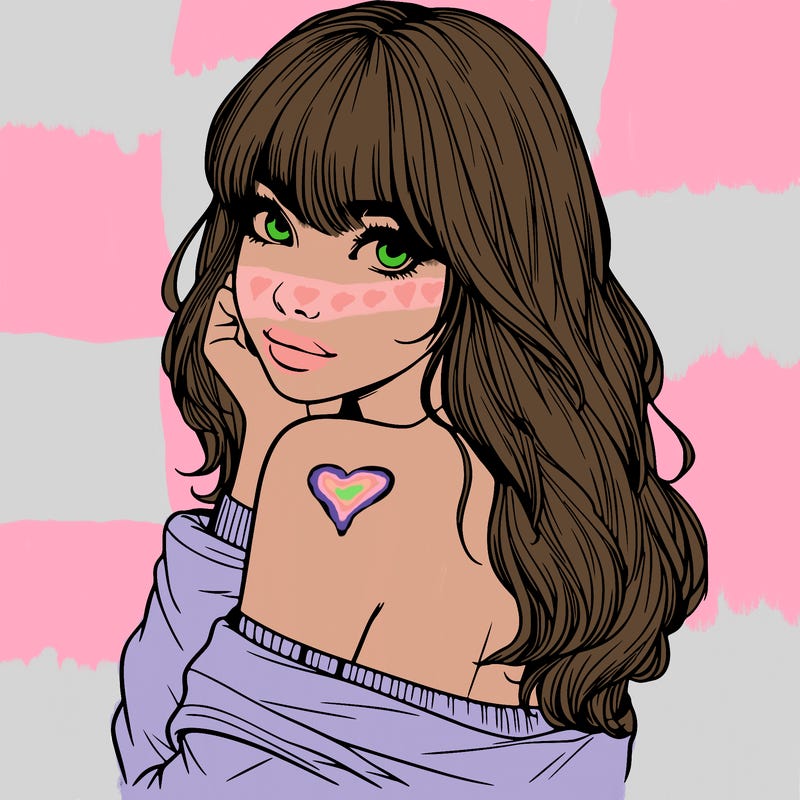 realistic girl with bangs looking over her shoulder