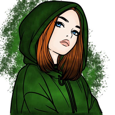 a realistic girl in a hoodie