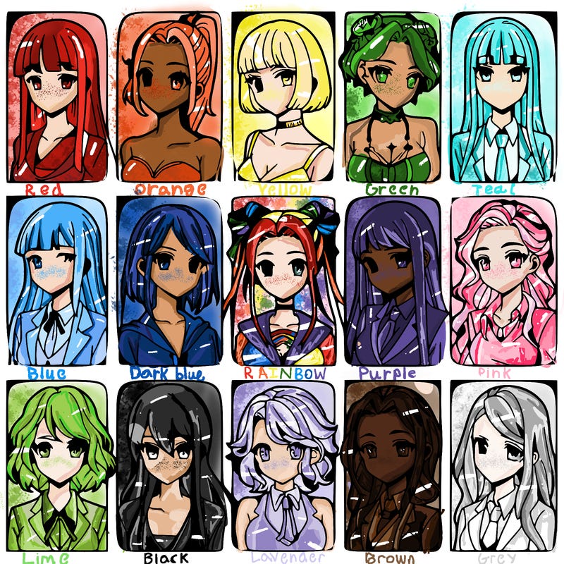 girls that look diffrent anime