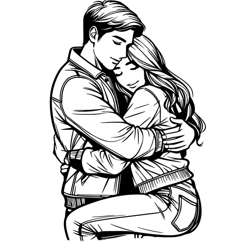 couple hugging realistic