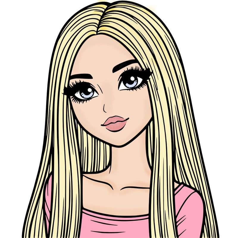 realistic girl with straight and long hair