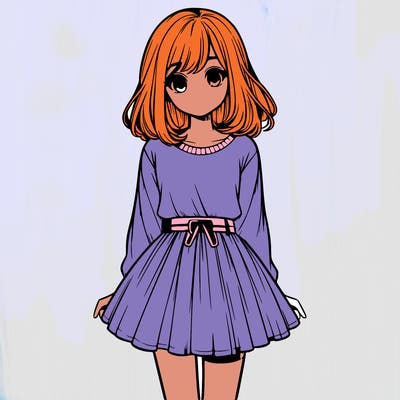 realistic girl with a skirt on