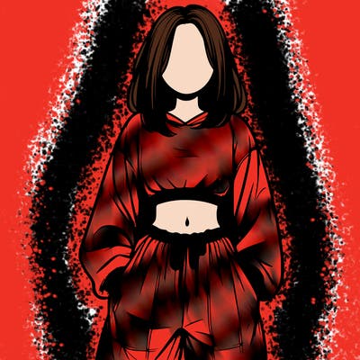 realistic girl faceless with baggy pants and a crop top