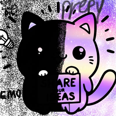 a cute cat saying share your ideas