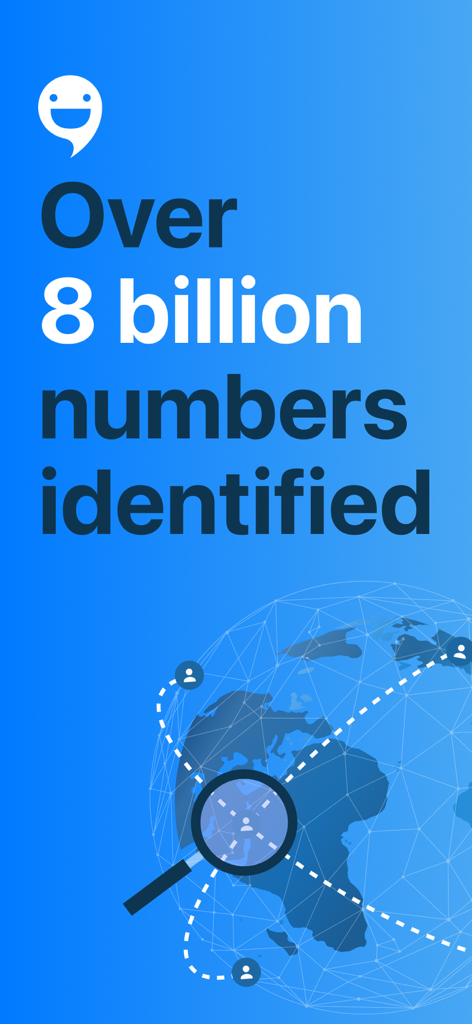 CallApp promotional screen highlighting over 8 billion phone numbers identified globally