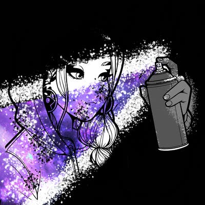 a realistic girl, spray painting