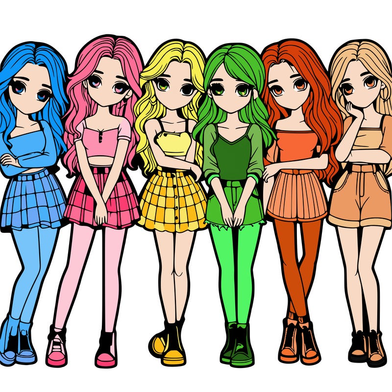 a group of girls realistic