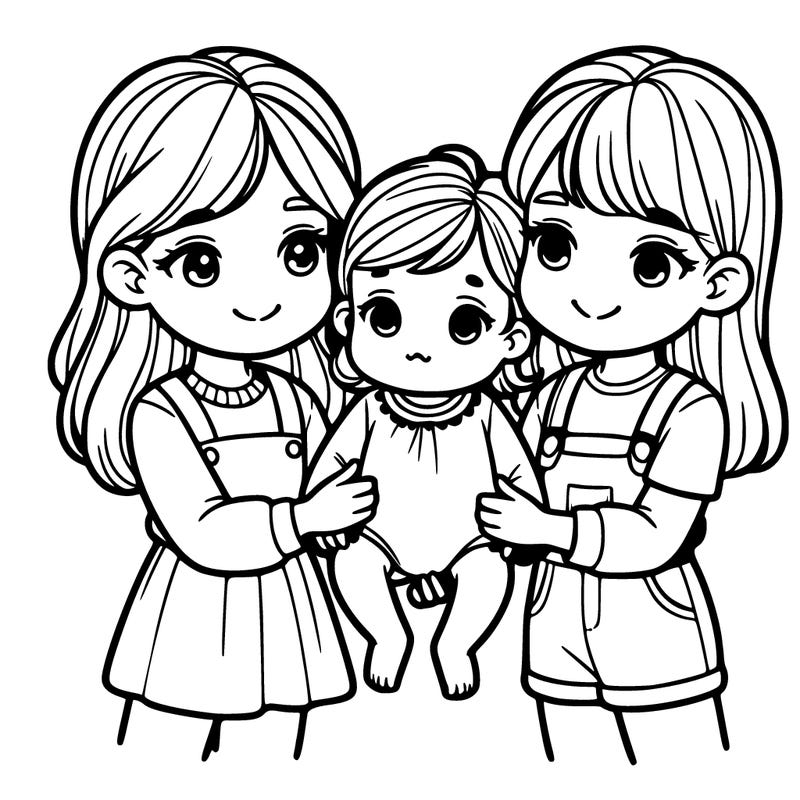 3 sisters holding there little baby sister