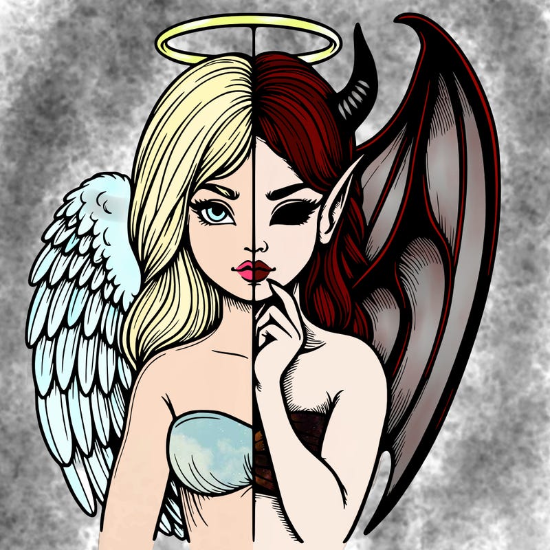 realistic angel half demon