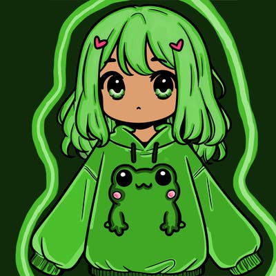 girl wearing frogging sweatshirt