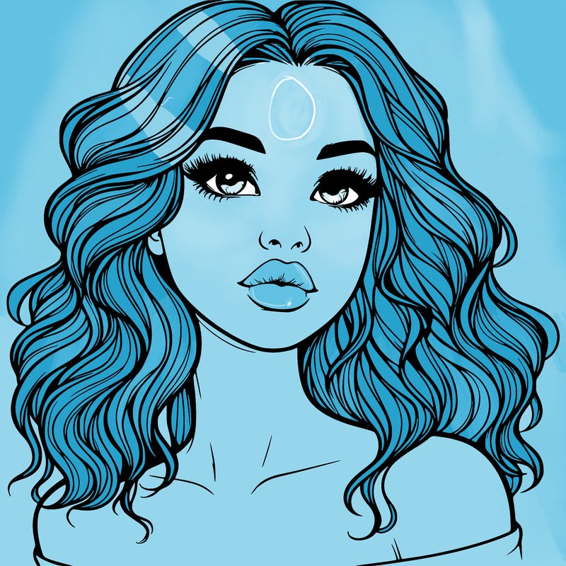 realistic girl with wavy hair and lips