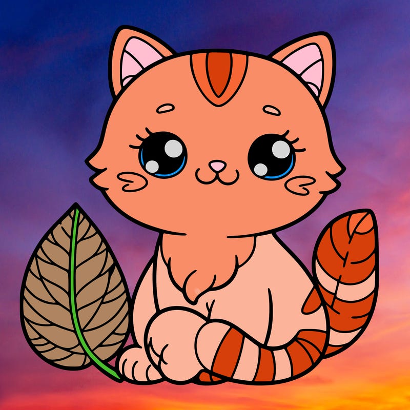 cat with leaf