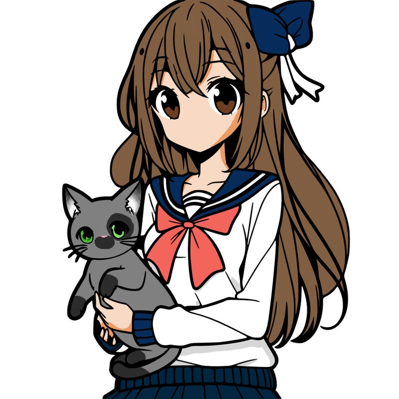 anime girl with cat