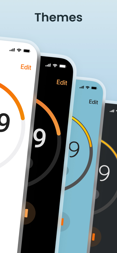 MultiTimer: Stopwatch + Timer - Different color theme options for the MultiTimer app interface