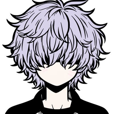 manga boy fluffy hair covering his eyes