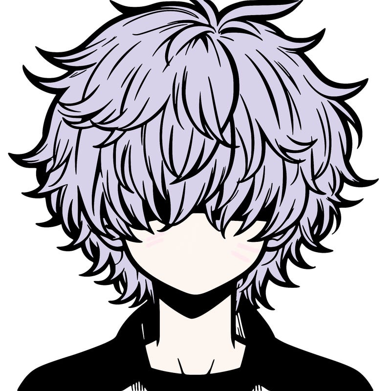 manga boy fluffy hair covering his eyes