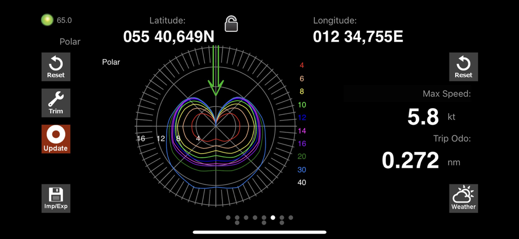 iRegatta Pro - Polar diagram and sailing navigation statistics in iRegatta Pro.