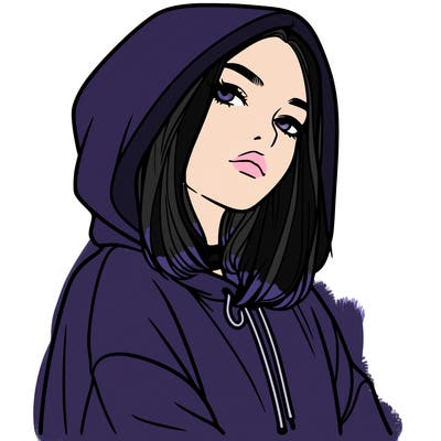 a realistic girl in a hoodie