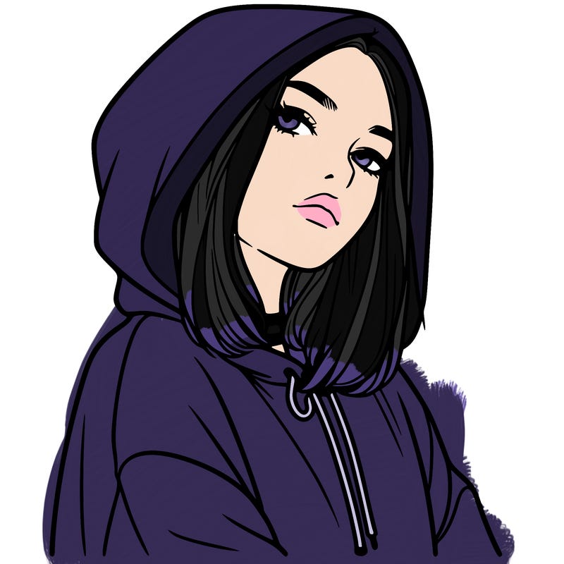 a realistic girl in a hoodie