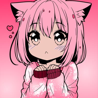 shy anime catgirl