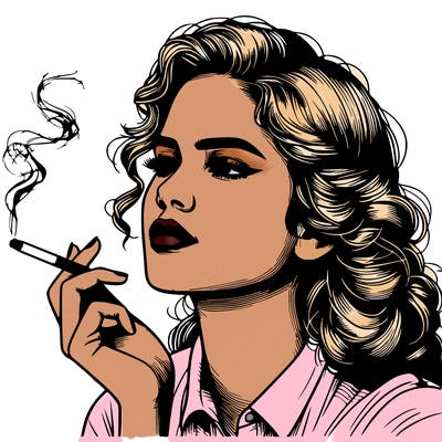 realistic beautiful lady smoking