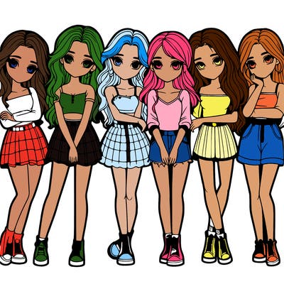 a group of girls realistic