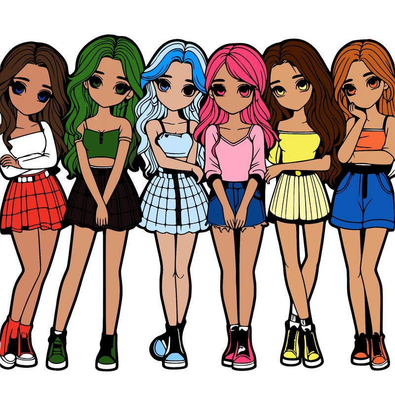 a group of girls realistic