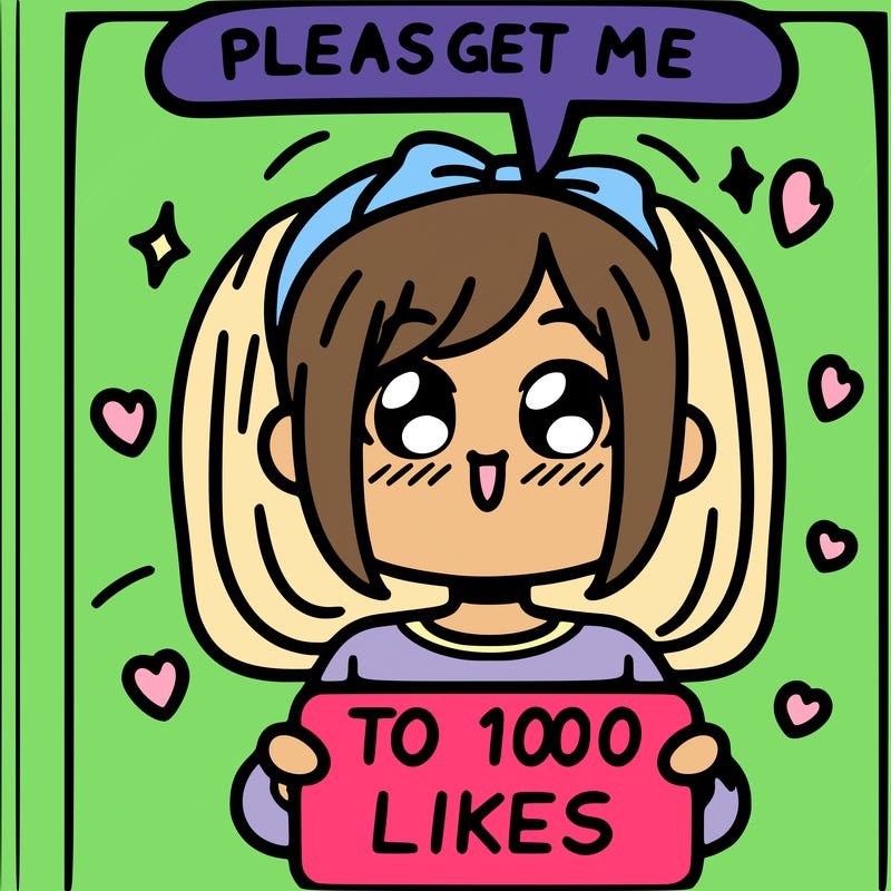 a girl saying please get me to 100 likes