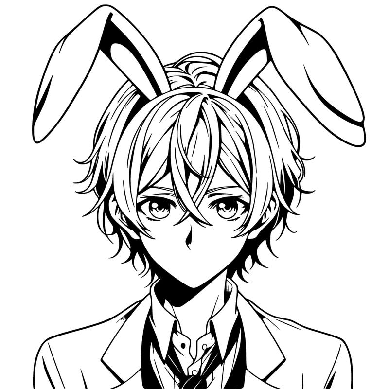 anime man with bunny ears realistic