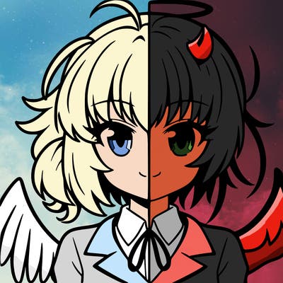 half angel and half devil girl anime