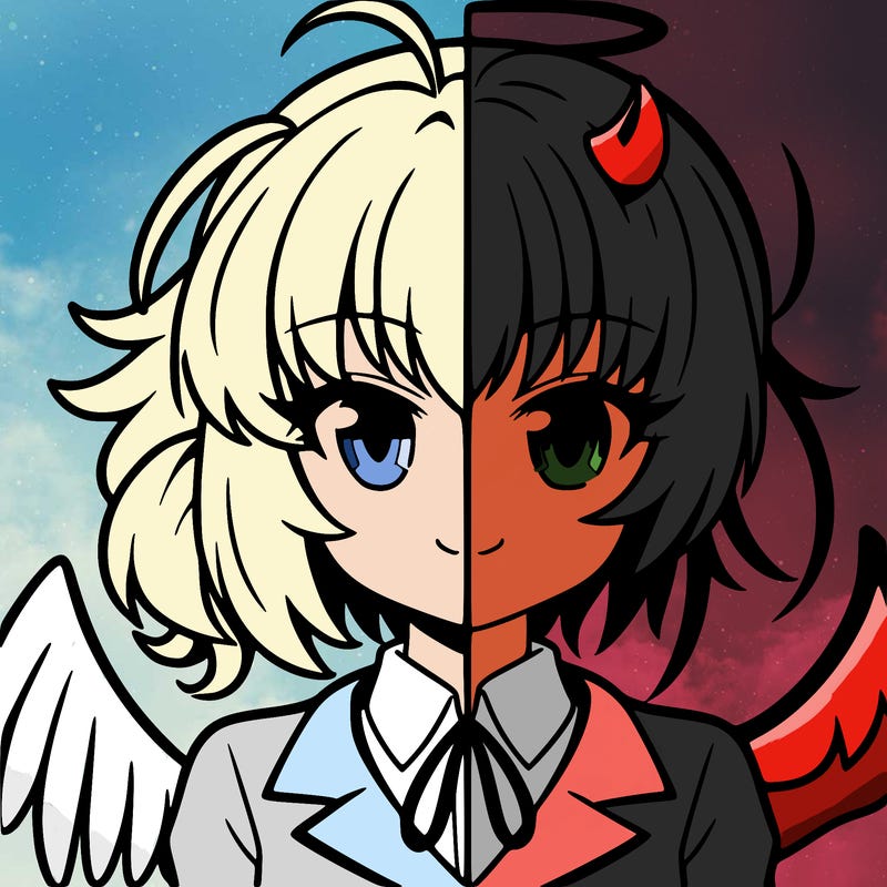half angel and half devil girl anime