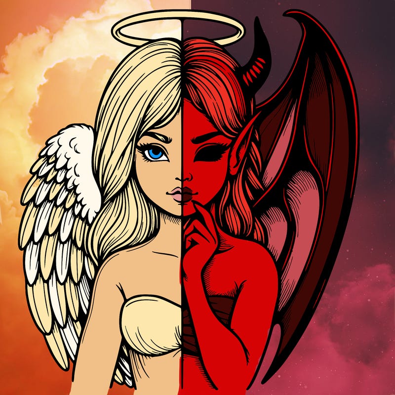 realistic angel half demon