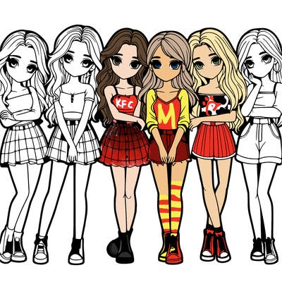 a group of girls realistic