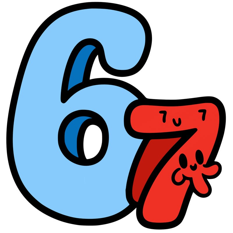 a number of a 6 and a seven