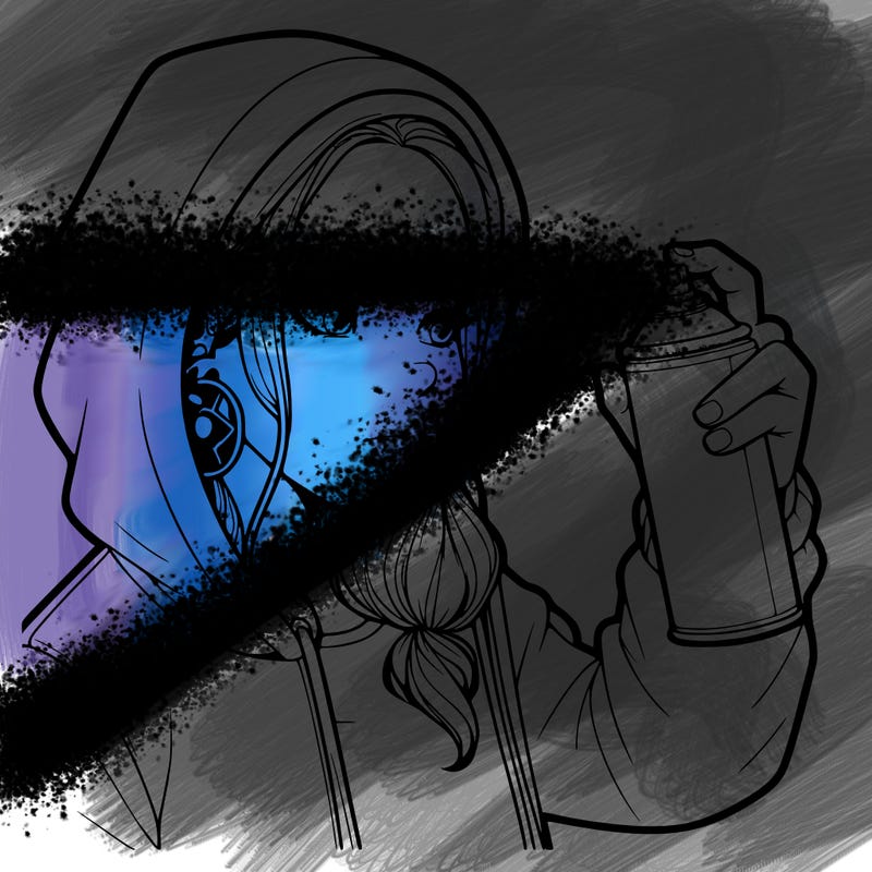 a realistic girl, spray painting