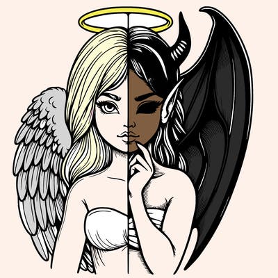 realistic angel half demon