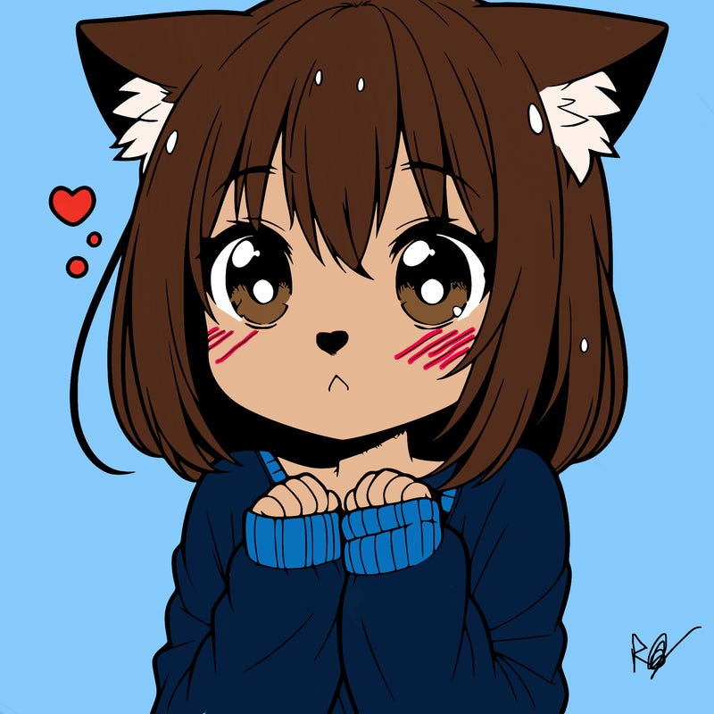 shy anime catgirl