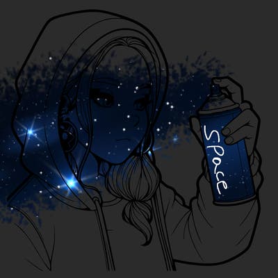 a realistic girl, spray painting