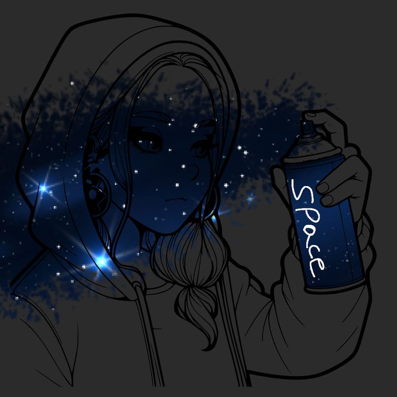 a realistic girl, spray painting