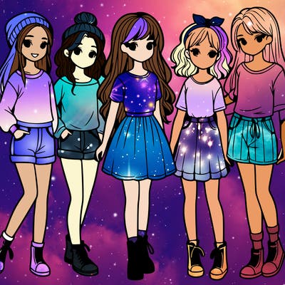 a group of five girls