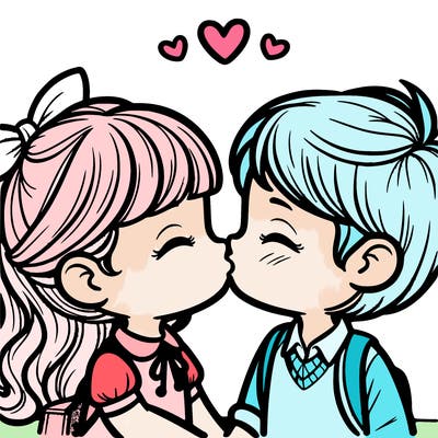 boy and girl kissing