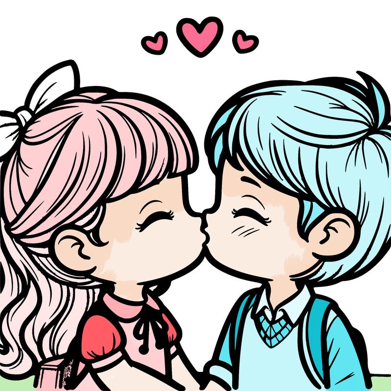 boy and girl kissing