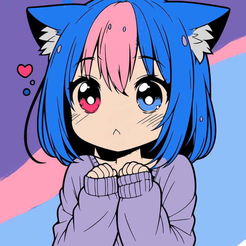 shy anime catgirl