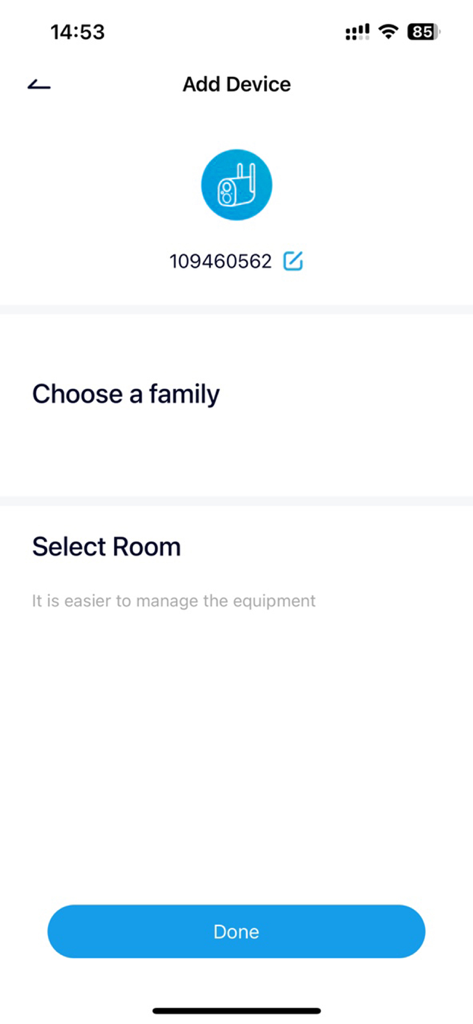 Yes iHome - Interface of the Yes iHome app showing the Add Device screen for camera setup