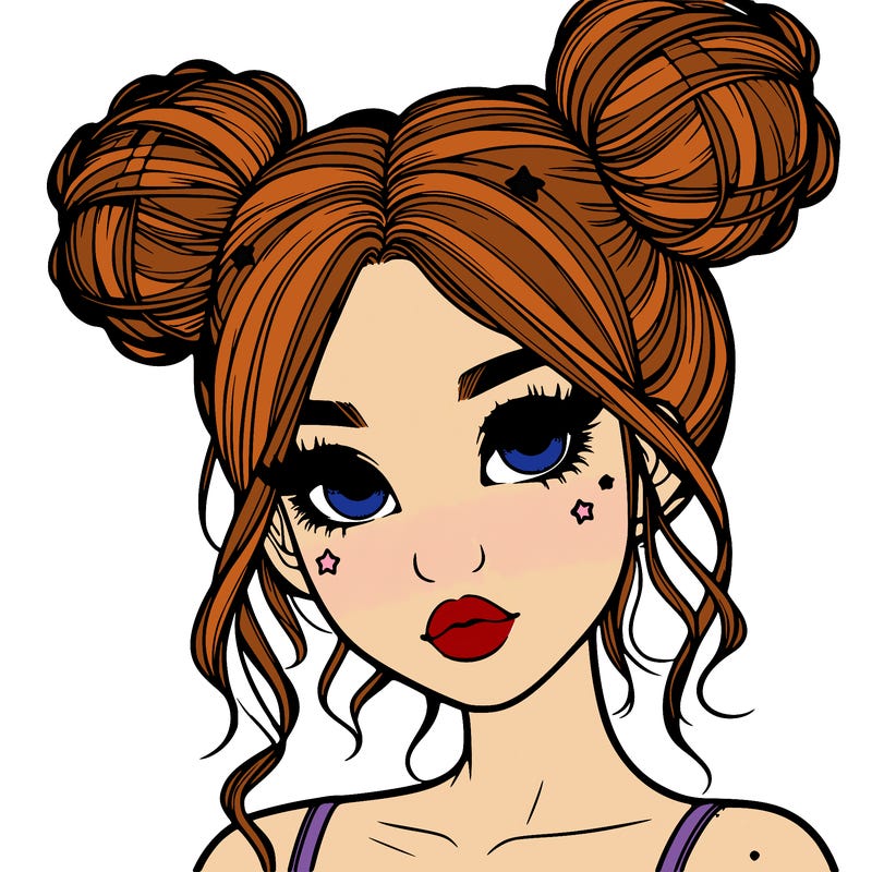 realistic girl with space buns