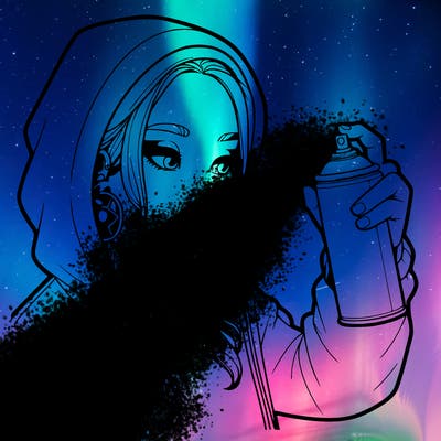 a realistic girl, spray painting