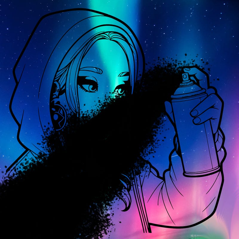 a realistic girl, spray painting